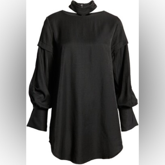 Amy Lynn Black Choker Mini Dress Balloon Sleeves Medium - Picture 2 of 15